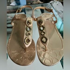 Gold color thong sandals sz 8